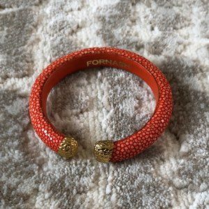 Bright Orange and Cold Cuff Bracelet